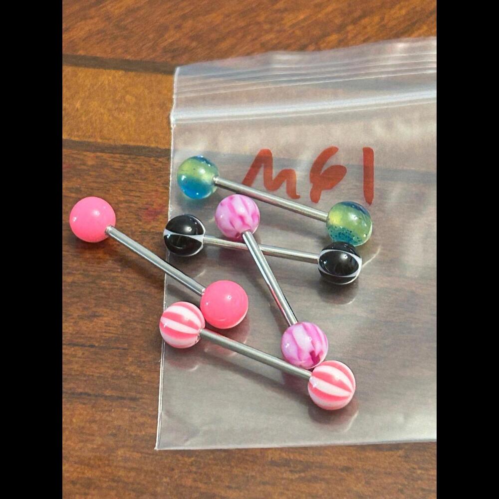 set of 5 tongue ring multicolor lot m61
